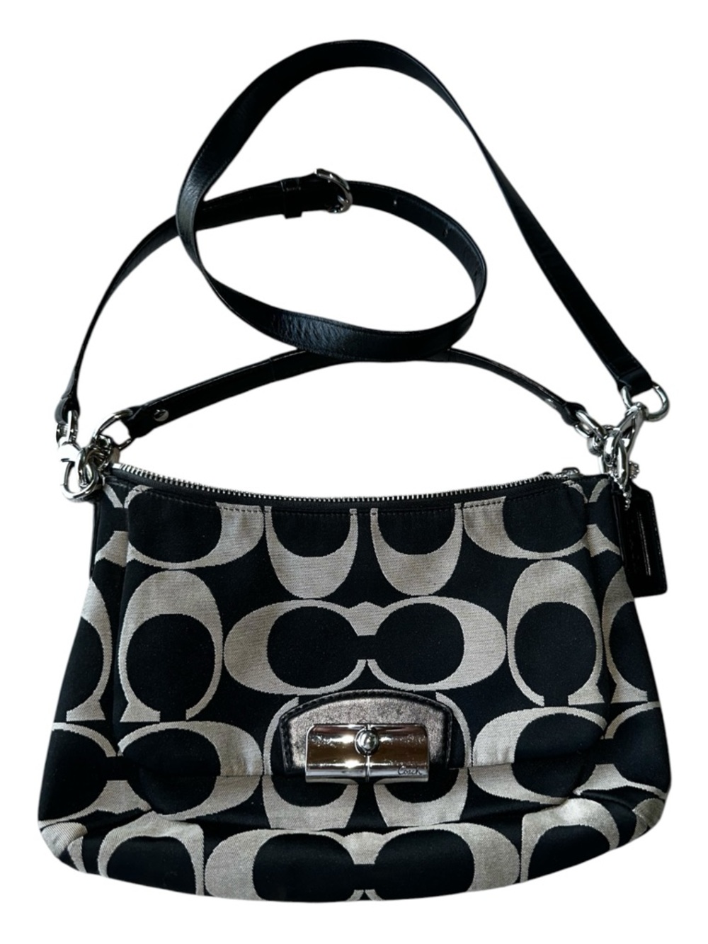 Coach Signature Hobo Crossbody and Shoulder, Handbag with Turn-Lock Detail